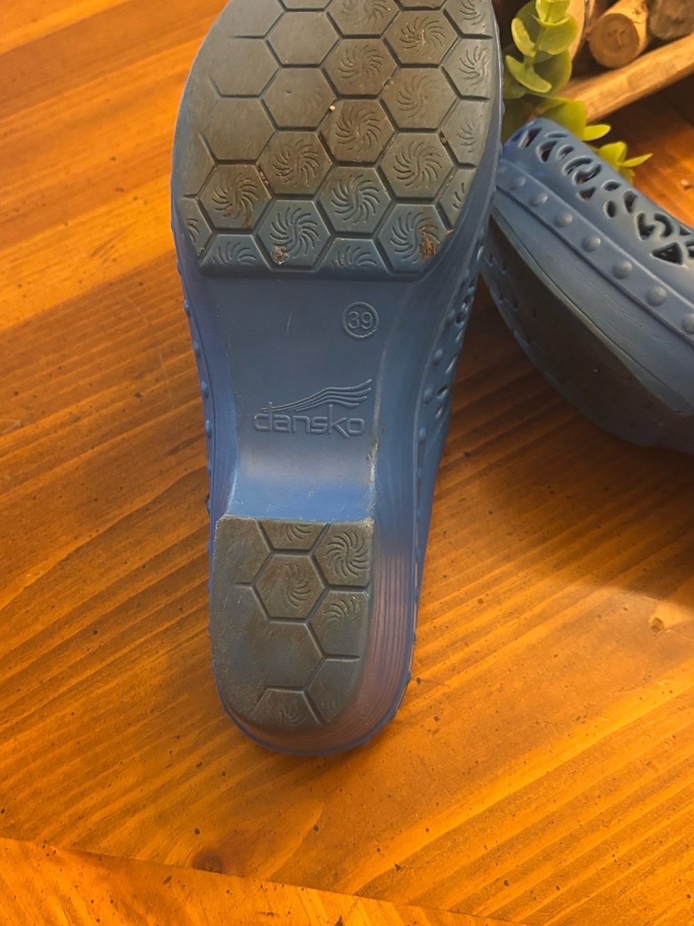 Women's Dansko Blue Rubber Laser Filagree Clog - Picture 6 of 7
